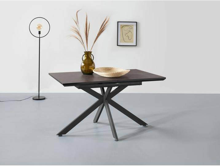 Esstisch HELA Fenja , braun (keramikoptik, schwarz, keramikoptik), B:140cm H:76cm T:90cm, Tische, ausziehbar 140-180 cm von Hela-Tische