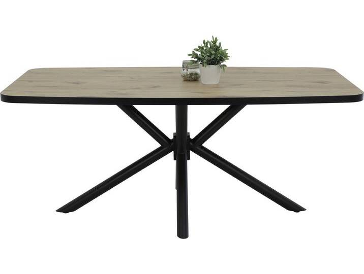 Esstisch HELA JANA , braun (viking oak, schwarz, schwarz, viking oak), B:180cm H:76cm T:100cm, Tische, ABS-Kante, Melamin, bootsförmig, aufgedoppelt, Breite 180 cm von Hela-Tische