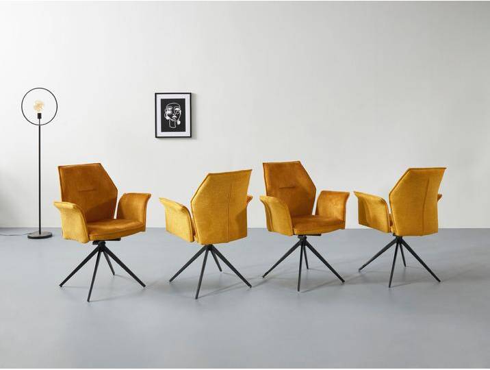 Esszimmersessel HELA SUSANNE , gold (vintage gold), B:65cm H:92cm T:64cm, 100% Polyester, Sessel, Esszimmerstuhl, Drehstuhl, 1 oder 4 Stück von Hela-Tische