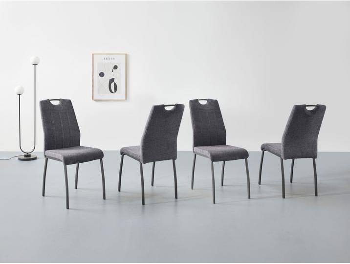 Esszimmerstuhl HELA ELIF , grau (anthrazit, grau), B:44cm H:96cm T:64cm, 100% Polyester, Stühle, 140 Kg Belastbar, Küchenstuhl von Hela-Tische