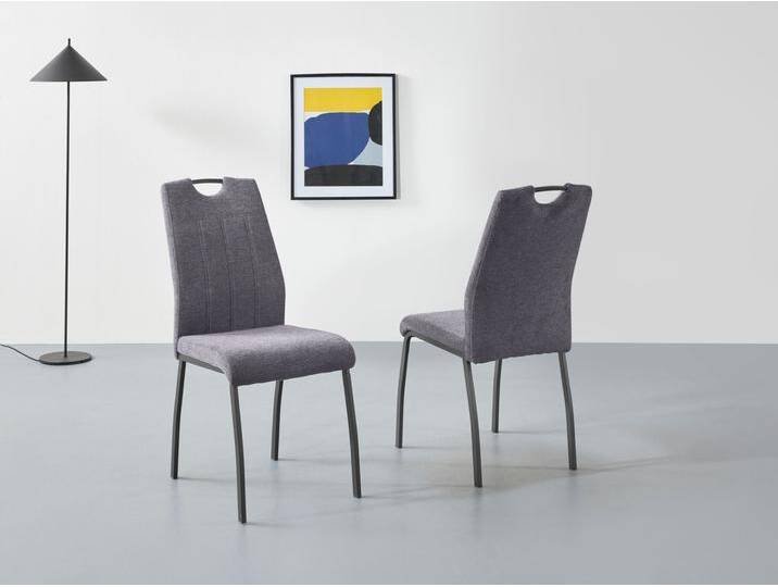 Esszimmerstuhl HELA ELIF , grau (anthrazit, grau), B:44cm H:96cm T:64cm, 100% Polyester, Stühle, 140 Kg Belastbar, Küchenstuhl von Hela-Tische