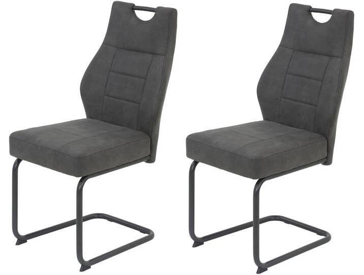 Esszimmerstuhl HELA Linda S Schwingstuhl BESTSELLER , grau (anthrazit, grau), B:47cm H:99cm T:61cm, Metall, Polyester, Stoff, Stühle, mit Taschenfederkern Sitz, mit 140KG belastbar, Freischwinger von Hela-Tische