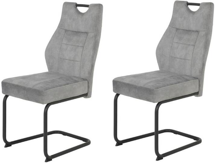 Esszimmerstuhl HELA Linda S Schwingstuhl BESTSELLER , grau (hellgrau, grau), B:47cm H:99cm T:61cm, Metall, Polyester, Stoff, Stühle, mit Taschenfederkern Sitz, mit 140KG belastbar, Freischwinger von Hela-Tische