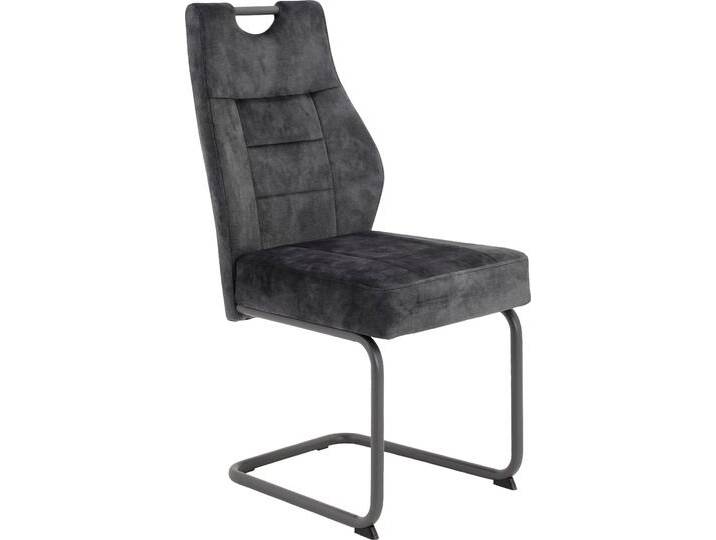 Esszimmerstuhl HELA Linda S Schwingstuhl BESTSELLER , schwarz (vintage anthrazit, grau), B:47cm H:99cm T:61cm, Metall, Polyester, Stoff, Stühle, mit Taschenfederkern Sitz, mit 140KG belastbar, Freischwinger von Hela-Tische