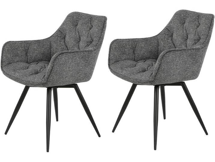 Esszimmerstuhl HELA Mara , grau (anthrazit, schwarz), B:59cm H:83cm T:62cm, Metall, Polyester, Stoff, Stühle, Drehstuhl, Teddy Bezug, Webstoff oder Samtvelours von Hela-Tische