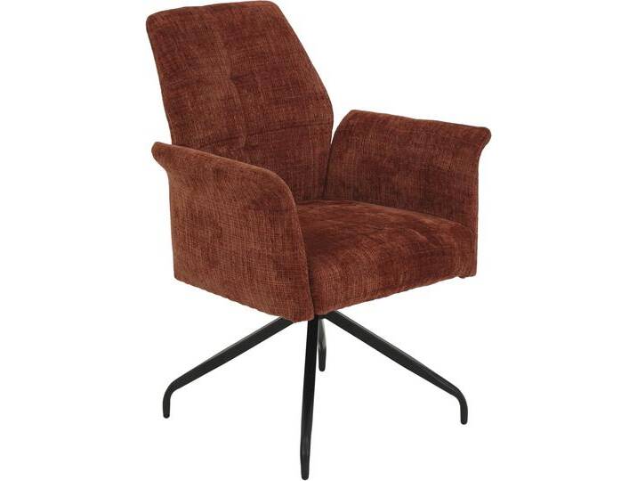 Esszimmerstuhl HELA VIKTORIA , rot (copper, schwarz, schwarz), B:74cm H:49cm T:47cm, 100% Polyester, Stühle, Komfortsitz mit Federkern, 360 Grad drehbar, Armlehnenstuhl von Hela-Tische