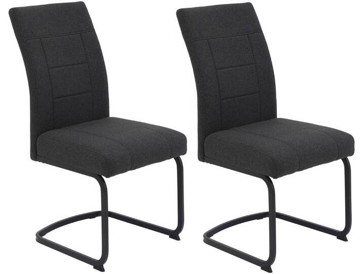 Freischwinger HELA BRINDISI, Esszimmerstuhl , schwarz (anthrazit, schwarz, schwarz), B:49cm H:98cm T:67cm, Metall, Polyester, Stoff, Stühle, XL-Sitz,Federkorb,140kg belastbar,Zertifizierter Waterfree Stoff von Hela-Tische