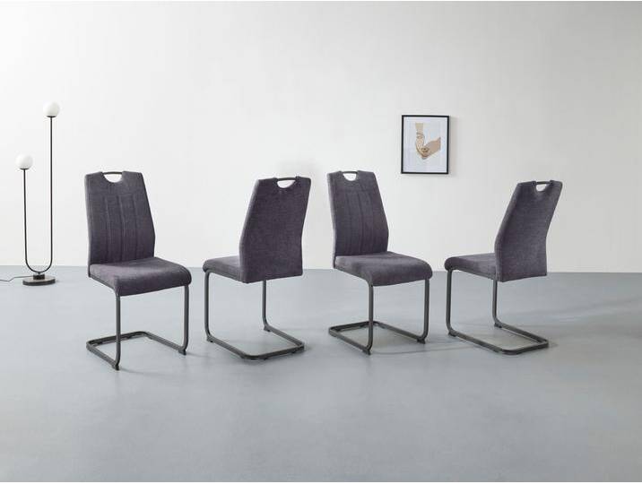 Freischwinger HELA CHRISTINA , grau (anthrazit, grau), B:44cm H:98cm T:61cm, 100% Polyester, Stühle, 1, 2 oder 4 Stück, Schwingstuhl von Hela-Tische