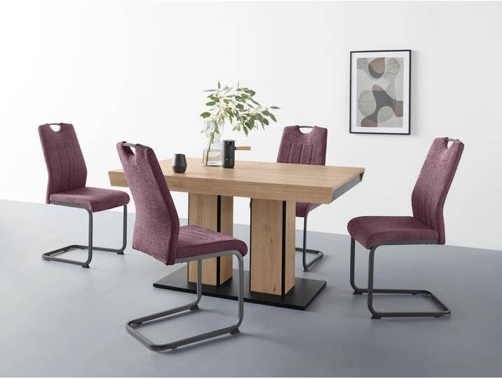 Freischwinger HELA CHRISTINA , rot (wildberry, grau), B:44cm H:98cm T:61cm, 100% Polyester, Stühle, 1, 2 oder 4 Stück, Schwingstuhl von Hela-Tische