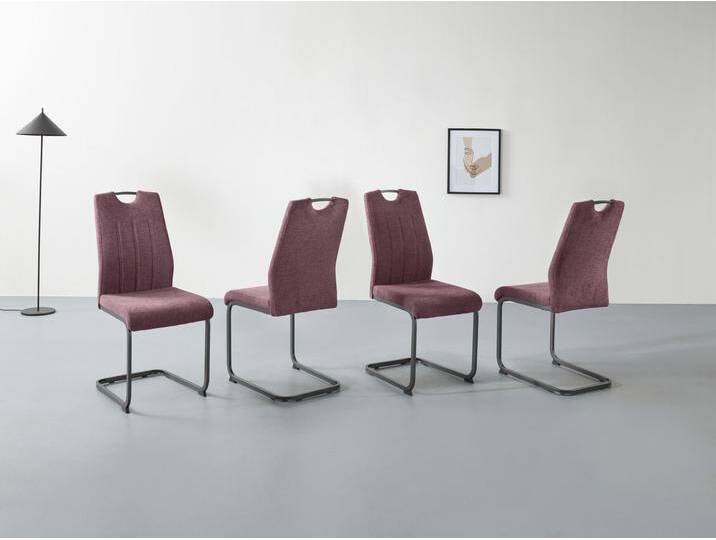 Freischwinger HELA CHRISTINA , rot (wildberry, grau), B:44cm H:98cm T:61cm, 100% Polyester, Stühle, 1, 2 oder 4 Stück, Schwingstuhl von Hela-Tische