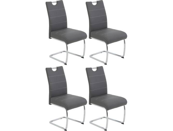 Freischwinger HELA FLORA Freischwinger mit Griff, 140kg belastbar , grau (grau, chromfarbig), B:50cm H:96cm T:63cm, Kunstleder, Metall, Polyester, Stühle, XL-Esszimmerstuhl, Federkern für Sitzkomfort von Hela-Tische