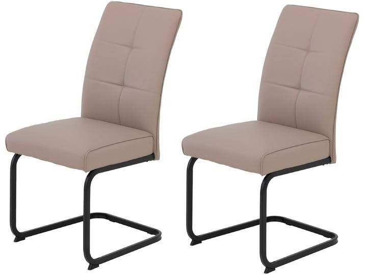 Freischwinger HELA Freischwinger TOLEDO mit Komfortsitz, gepolstert, Bezug Microfaser , braun (cappuccino, schwarz), B:46cm H:98cm T:62cm, Kunstleder, Metall, Polyester, Stühle, Esszimmerstuhl, pflegeleicht, Vierkantrohrgestell pulverbeschichtet von Hela-Tische