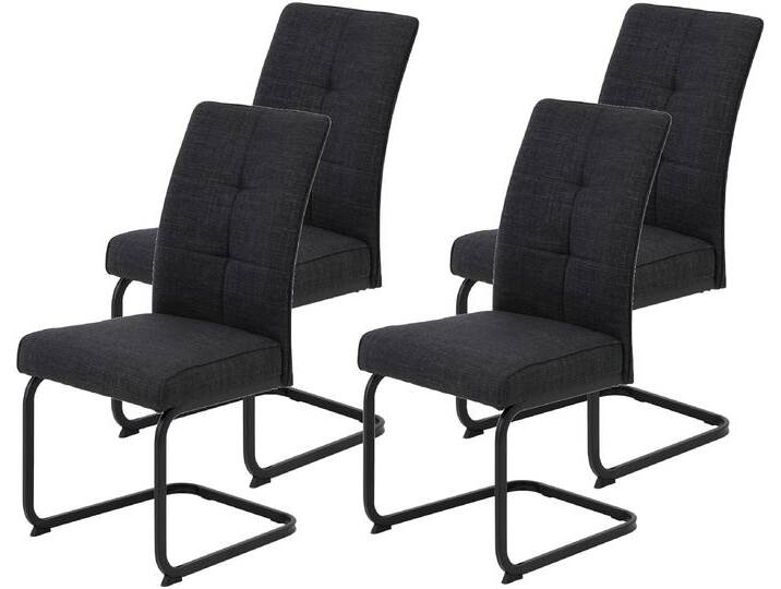 Freischwinger HELA Freischwinger TOLEDO mit Komfortsitz, gepolstert, Bezug Microfaser , grau (anthrazit, schwarz), B:46cm H:98cm T:62cm, Metall, Polyester, Stoff, Stühle, Esszimmerstuhl, pflegeleicht, Vierkantrohrgestell pulverbeschichtet von Hela-Tische