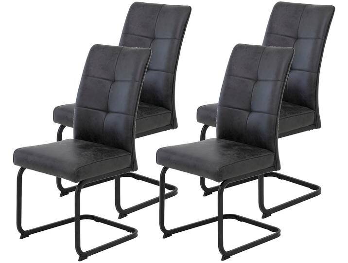 Freischwinger HELA Freischwinger TOLEDO mit Komfortsitz, gepolstert, Bezug Microfaser , schwarz (vintage anthrazit, schwarz), B:46cm H:98cm T:62cm, Metall, Polyester, Stoff, Stühle, Esszimmerstuhl, pflegeleicht, Vierkantrohrgestell pulverbeschichtet von Hela-Tische