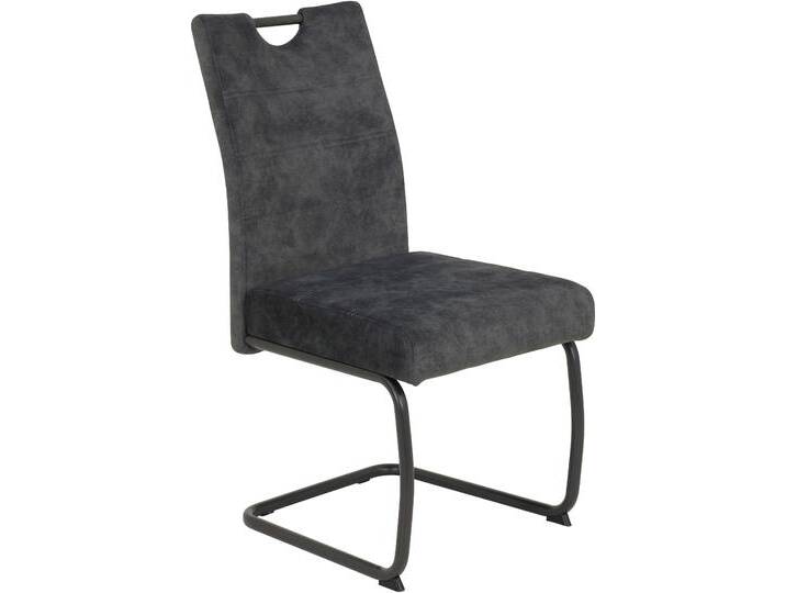 Freischwinger HELA LAURINA , schwarz (vintage anthrazit, grau), B:50cm H:97cm T:63cm, 100% Polyester, Stühle, Komfortsitz mit Federkorb von Hela-Tische