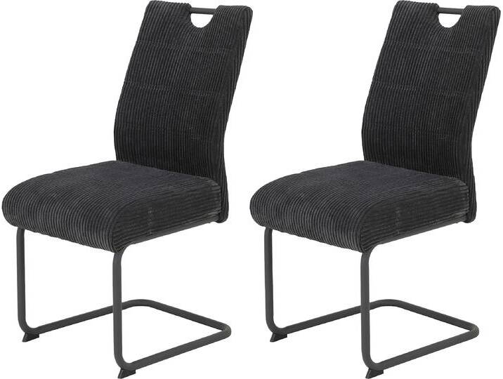 Freischwinger HELA MERKUR XL , grau (anthrazit, anthrazit), 2 Stk., Breitcord, Stühle, Federkern, 140 Kg Belastbarkeit, Cord Bezug, 2er & 4er Set von Hela-Tische