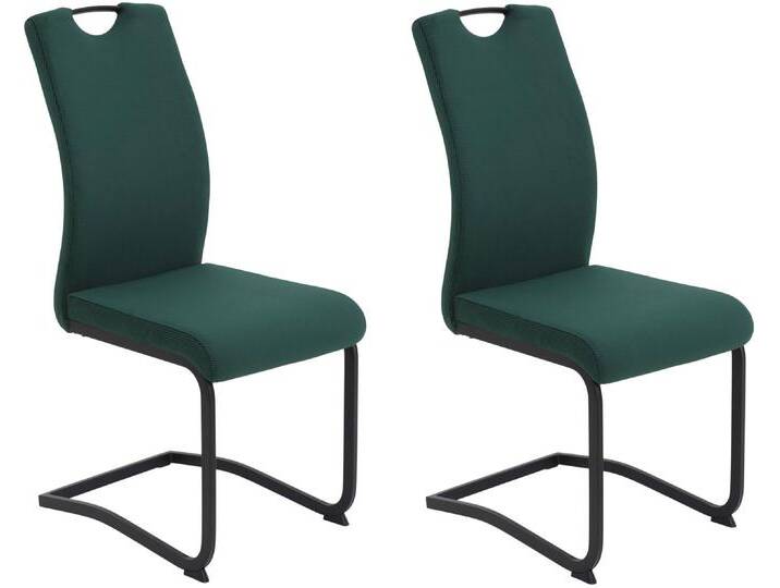 Freischwinger HELA RIGA II , grün (moosgrün, schwarz, schwarz), B:43cm H:100cm T:58cm, Metall, Polyester, Stoff, Stühle, Freischwinger,Vierkantrohrgestell,mit Griff,Samt Cordoptik von Hela-Tische