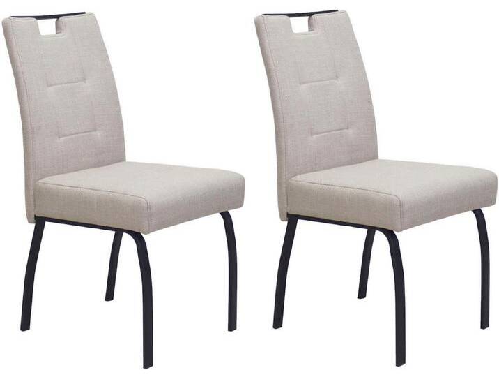 HELA 4-Fußstuhl LINZ, Esszimmerstuhl, Komfortstuhl (Set, 2 St), XL-Sitz,elegante Griffleiste,Komfortsitz mit Federkern,140kg belastbar, beige schwarz von Hela-Tische