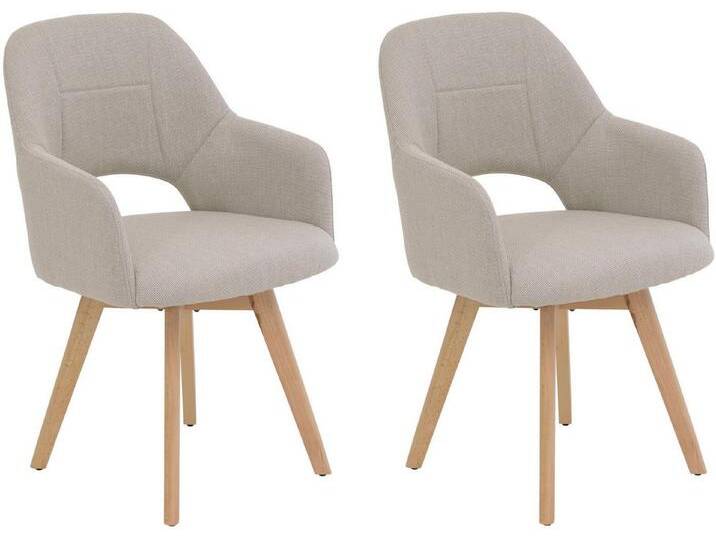 HELA 4-Fußstuhl STADE (Set, 2 St), 360° drehbar,Massivholz 4-Fuß,Armlehnen,Ausschnitt im Rücken, beige von Hela-Tische