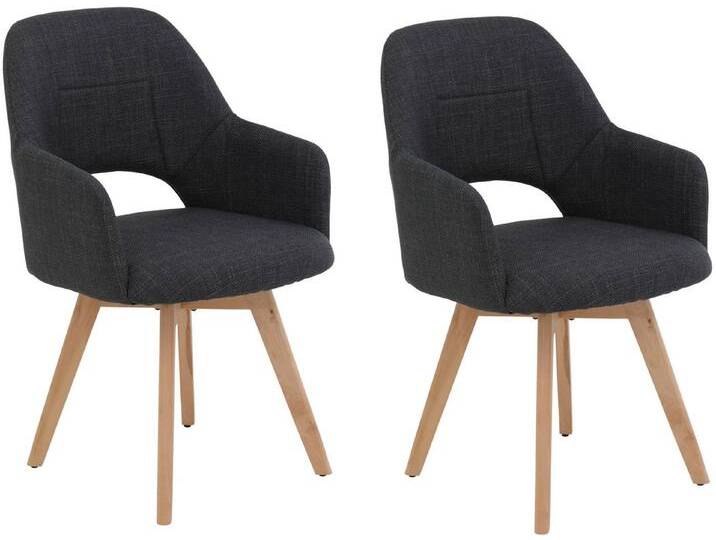 HELA 4-Fußstuhl STADE (Set, 2 St), 360° drehbar,Massivholz 4-Fuß,Armlehnen,Ausschnitt im Rücken, schwarz von Hela-Tische