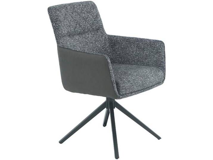 HELA 4-Fußstuhl UDINE, Funktionsstuhl, Armlehnenstuhl (Set, 1 St), 360°drehbar mit Auto-Return,Wippfunktion, Federkorb, Stoffkombination, schwarz von Hela-Tische