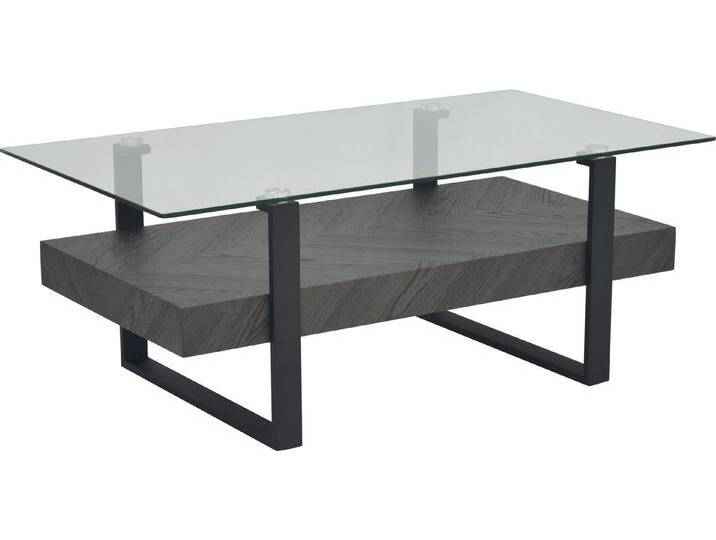 HELA Couchtisch KONRAD (1-St), Couchtisch; Ablageboden; Glasplatte; Kufengestell, schwarz von Hela-Tische