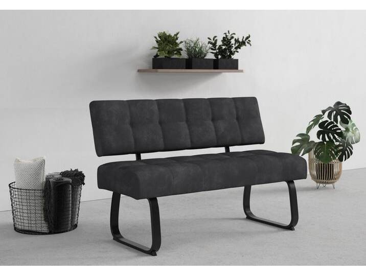 HELA Essbank LUISE I, mit Federkern Polsterung und Rückenlehne, schwarz, Vintage Anthrazit - Vintage Anthrazit HELA Essbank LUISE I, mit Federkern Polsterung und Rückenlehne, schwarz, Vintage Anthrazit - Vintage Anthrazit von Hela-Tische