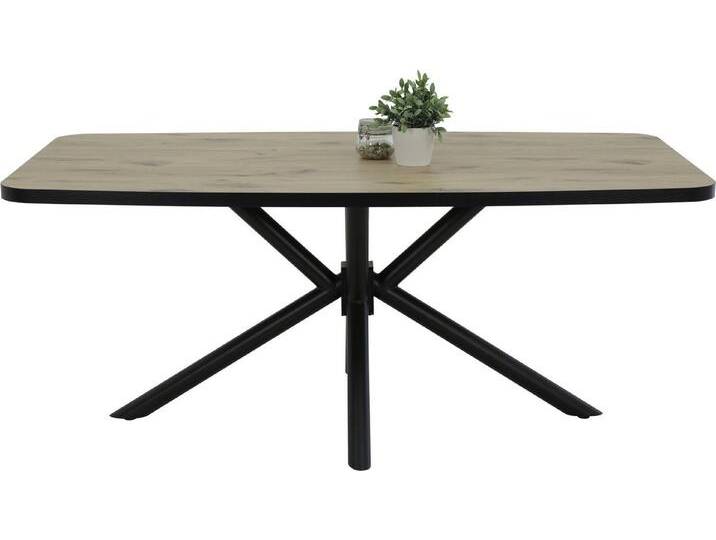 HELA Esstisch JANA (1-St), ABS-Kante, Melamin, bootsförmig, aufgedoppelt, Breite 180 cm, braun schwarz von Hela-Tische