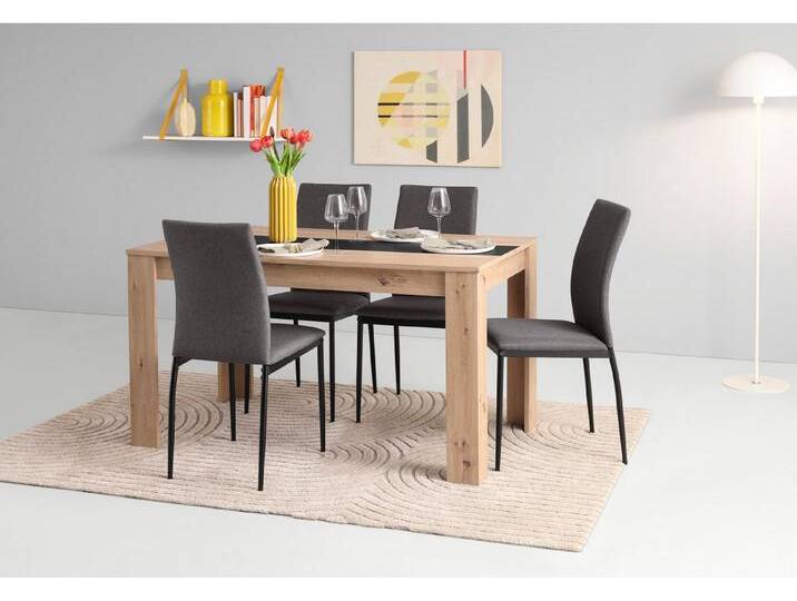 HELA Esstisch SIMONE, Breite 140cm, mit Wendeeinlage Dekor/Schwarz, Unser Bestpreis, braun schwarz von Hela-Tische
