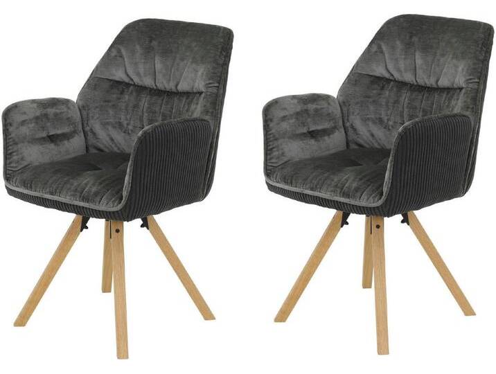 HELA Esszimmerstuhl BEATRIX (Set, 2 St), Auto-Return 270°, Gestell Massivholz, Materialkombi, schwarz von Hela-Tische