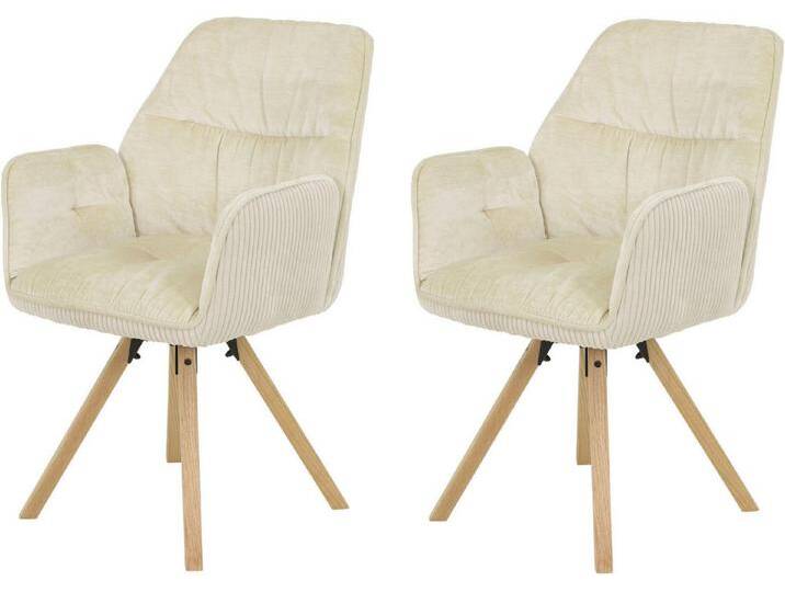 HELA Esszimmerstuhl BEATRIX (Set, 2 St), Auto-Return 270°, Gestell Massivholz, Materialkombi, weiß von Hela-Tische