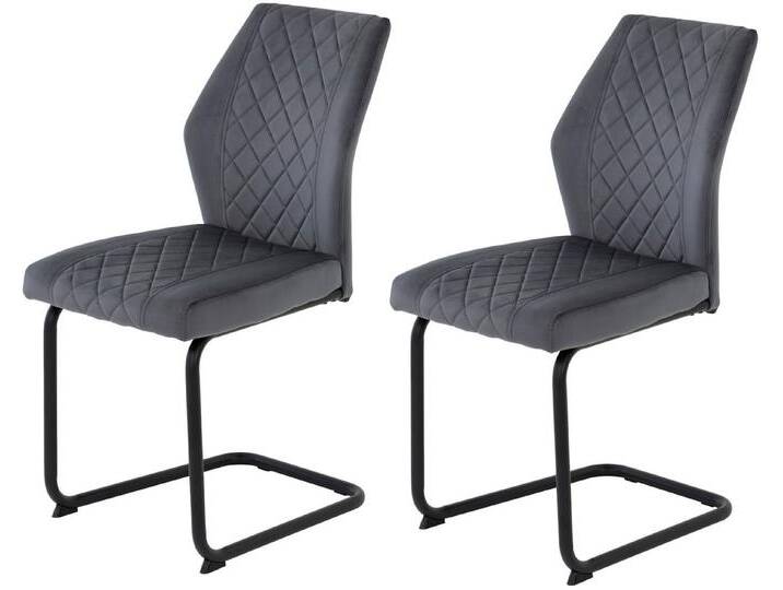 HELA Freischwinger Freischwinger DALLAS 140kg belastbar, mit Rautensteppung (Set, 2 St), Esszimmerstuhl, Rücken und Sitz ergonomisch gepolstert, grau von Hela-Tische