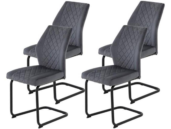 HELA Freischwinger Freischwinger DALLAS 140kg belastbar, mit Rautensteppung (Set, 4 St), Esszimmerstuhl, Rücken und Sitz ergonomisch gepolstert, grau von Hela-Tische