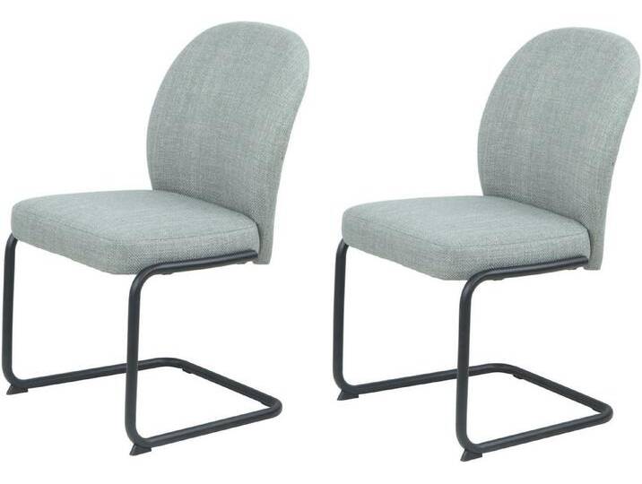 HELA Freischwinger KAREN (Set, 2 St), Esszimmerstuhl, Rundrohrgestell, gepolstert, Webstoff, Schwingstuhl, grün schwarz von Hela-Tische