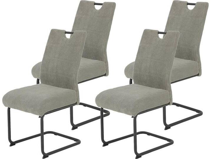 HELA Freischwinger MERKUR XL (Set, 4 St), Federkern, 140 Kg Belastbarkeit, Cord Bezug, 2er & 4er Set, grau, 4 St., Grau von Hela-Tische