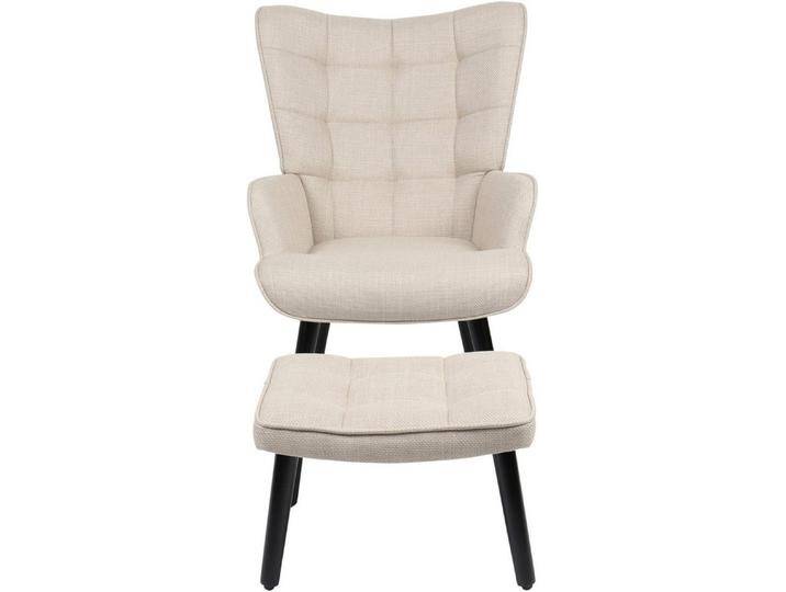 HELA Loungesessel PAROS (Set, 2-St., Sessel mit Hocker), Sessel mit Hocker;Loungesessel;4-Fuß Massiv;Webstoff;Armlehnen, beige von Hela-Tische