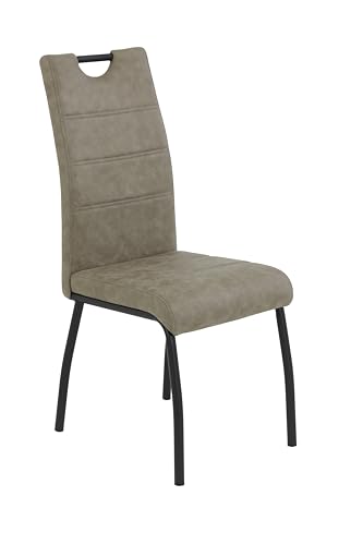 Hela Tische, 1er Pack Esszimemrstuhl Petra, Microfaser Schlamm, Rundrohr Metallfüße, Lehne mit Griff von Hela Tische