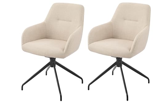 Hela Tische, 2er Set Armlehnenstuhl Esszimmersessel Triest, Bezug Webstoff Beige, Metallgestell 360° drehbar, Sitzschale mit Kipp-/Relaxfunktion, 120kg belastbar Hela Tische, 2er Set Armlehnenstuhl Esszimmersessel Triest, Bezug Webstoff Beige, Metallgestell 360° drehbar, Sitzschale mit Kipp-/Relaxfunktion, 120kg belastbar von Hela Tische