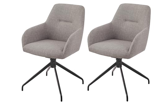Hela Tische, 2er Set Armlehnenstuhl Esszimmersessel Triest, Bezug Webstoff Schlamm, Metallgestell 360° drehbar, Sitzschale mit Kipp-/Relaxfunktion, 120kg belastbar von Hela Tische