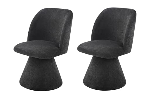 Hela Tische, 2er Set Drehstuhl Sessel Bari, Bezug Webstoff Anthrazit, Rundrücken, drehbar 360°, gepolsterter Metall-Kegelfuß Dia. 50cm, 120kg belastbar von Hela Tische