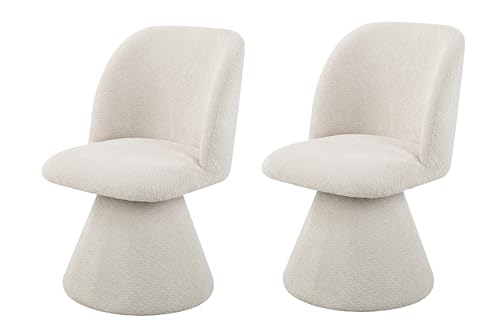Hela Tische, 2er Set Drehstuhl Sessel Bari, Bezug Webstoff Creme, Rundrücken, drehbar 360°, gepolsterter Metall-Kegelfuß Dia. 50cm, 120kg belastbar von Hela Tische
