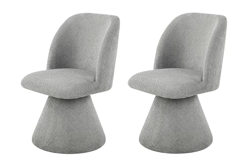 Hela Tische, 2er Set Drehstuhl Sessel Bari, Bezug Webstoff Grau, Rundrücken, drehbar 360°, gepolsterter Metall-Kegelfuß Dia. 50cm, 120kg belastbar von Hela Tische