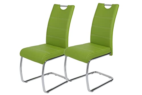Hela Tische, 2er Set Schwingstuhl, Küchenstuhl Flora, Kunstleder Grün, Griffmulde, Metallgestell verchromt, 42x57x98 cm Hela Tische, 2er Set Schwingstuhl, Küchenstuhl Flora, Kunstleder Grün, Griffmulde, Metallgestell verchromt, 42x57x98 cm von Hela Tische