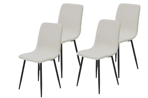 Hela Tische, 4er Set Esszimmerstuhl Leipzig, Bezug Samt Cord-Optik Beige, Rundrohr Metallfüße, 120kg belastbar von Hela Tische