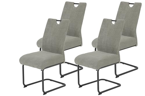 Hela Tische, 4er Set Esszimmerstuhl Merkur, Bezug Breitcord Grau, Komfortsitz Federkorb, XL Sitzbreite, 140kg belastbar, Schwinger Metallgestell Hela Tische, 4er Set Esszimmerstuhl Merkur, Bezug Breitcord Grau, Komfortsitz Federkorb, XL Sitzbreite, 140kg belastbar, Schwinger Metallgestell von Hela Tische