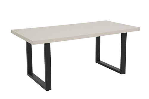 Hela Tische, Esstisch Meran, 50mm Tischplatte, Cashmere Matt lackiert, U-Gestell Metall Schwarz, 180x90 cm von Hela Tische