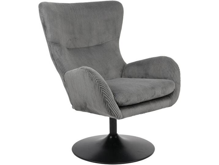 Loungesessel HELA SAMOS , grau (dunkelgrau), B:72cm H:96cm T:81cm, Microfaser Breitcord;Polyester;Polyamid, Sessel, Sessel;drehbar;Trompetengestell;Microfaser Breitcord;Armlehnen von Hela-Tische