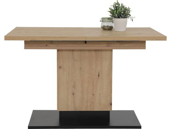 Säulen-Esstisch HELA Lorena T , schwarz (artisan eiche, schwarz, artisan eiche, schwarz, artisan eiche), B:120cm H:76cm T:80cm, Tische, ausziehbar 120-180 cm von Hela-Tische