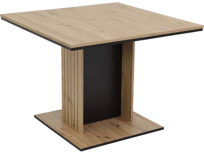 Säulen-Esstisch HELA RAUL , schwarz (artisan eiche, schwarz, artisan eiche, schwarz, artisan eiche), Einlegeplatte, Tische, Säulengestell,Synchronauszug,Akustik-Optik,Holzwerkstoff von Hela-Tische