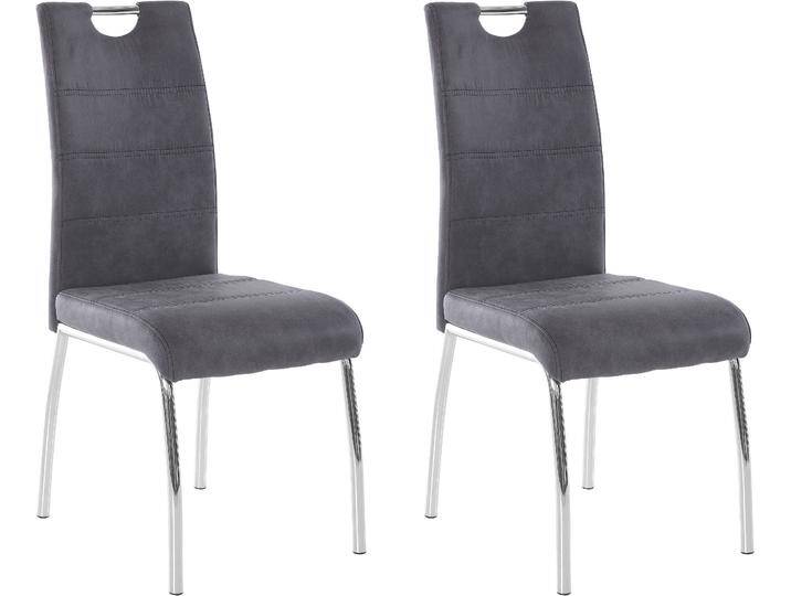 Stuhl HELA Susi , grau (vintage anthrazit, silberfarben), B:44cm H:98cm T:61cm, 100% Polyester, Stühle, 2 oder 4 Stück, mit Griff von Hela-Tische